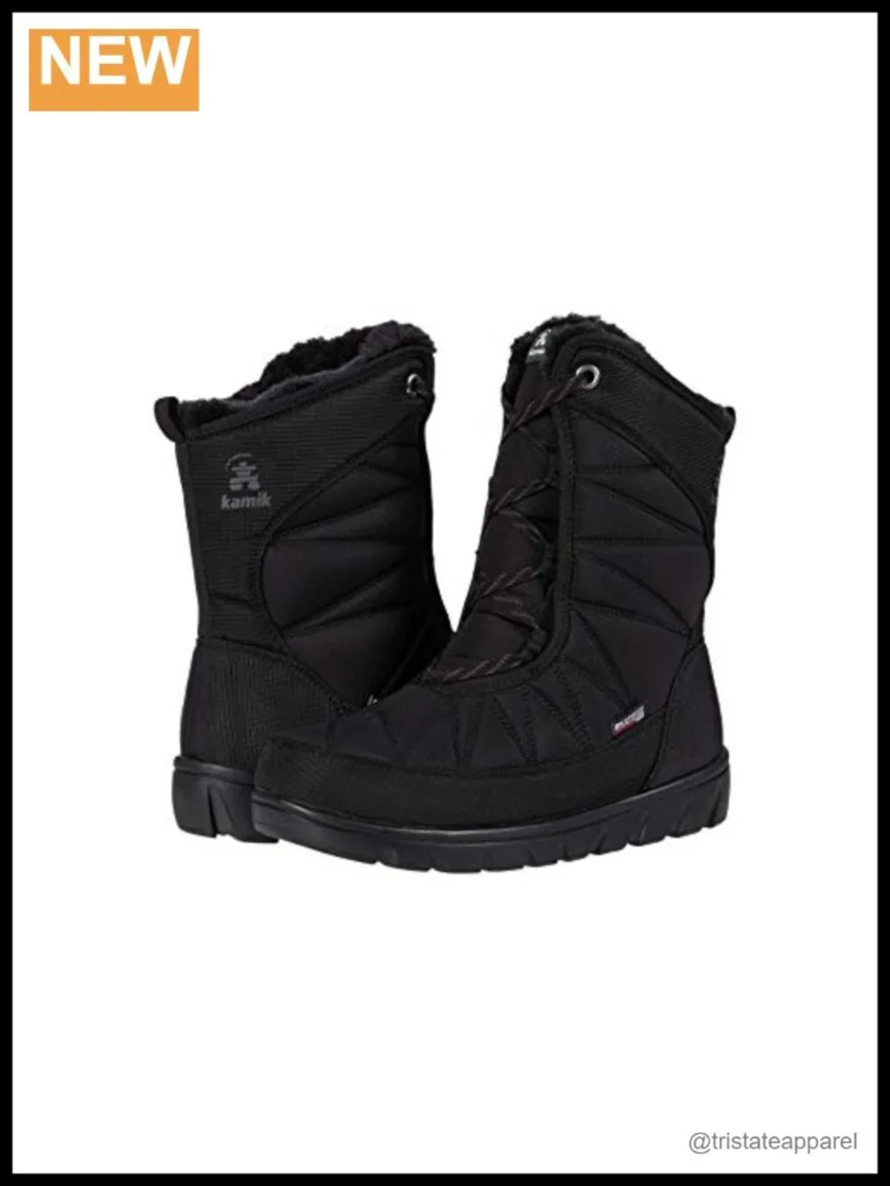 Waterproof Vegan Snow Boots with Faux Fur Collar Calf High Lace-Up Insulated
